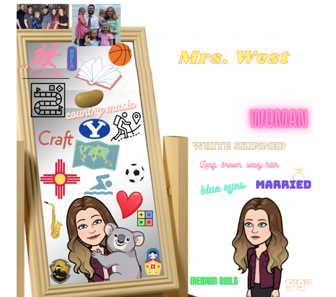 Mrs. West's identity board full of photos and words. 