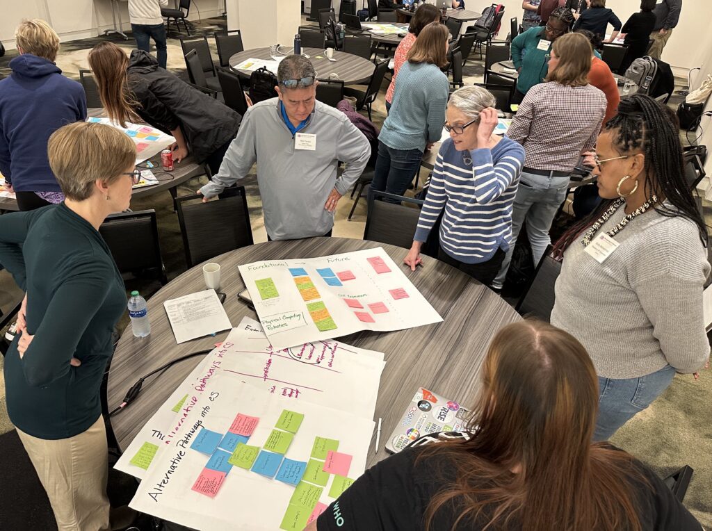 Participants discuss pathways for CS learning in high school at the second Reimagining CS Pathways: High School and Beyond convening.