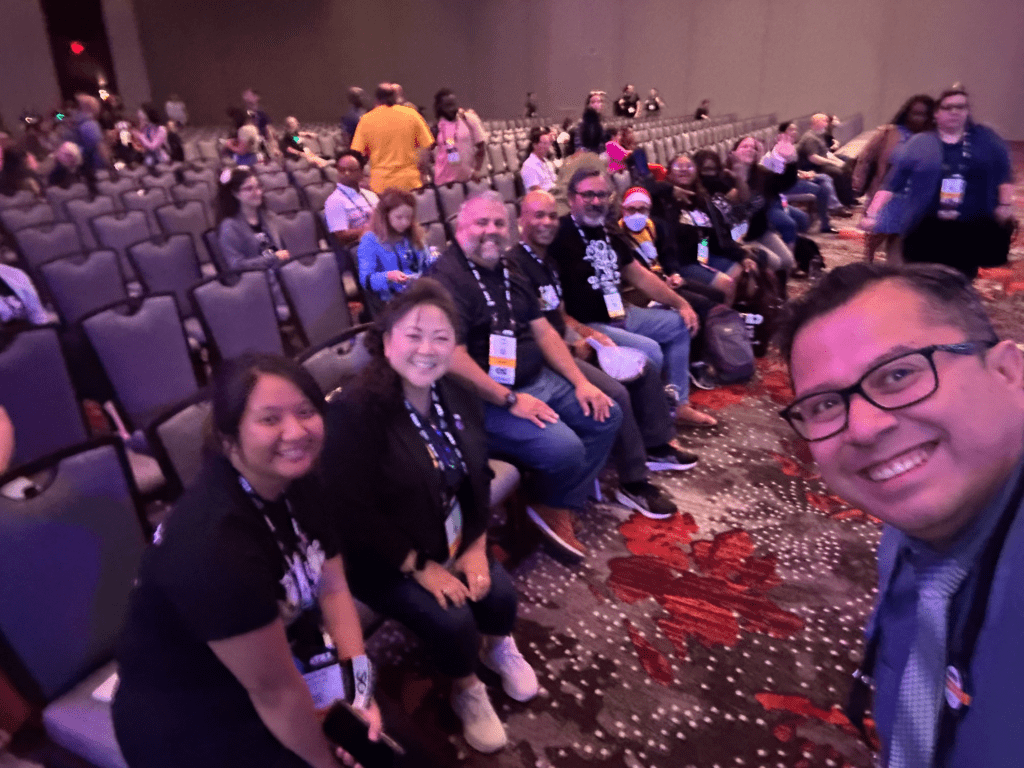 Members of Live Five waiting for the keynote speech to begin at CSTA 2024.