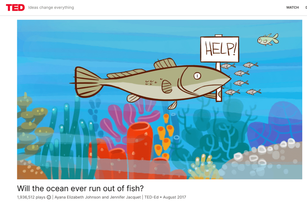 Screenshot of Ted Talk, Will the ocean ever run out of fish?