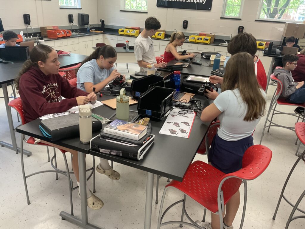 Students working together on a robotics project